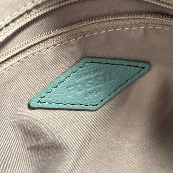 Fossil Bag Womens Size Medium Blue Leather Satchel Crossbody Top Handle Purse - Picture 9 of 11